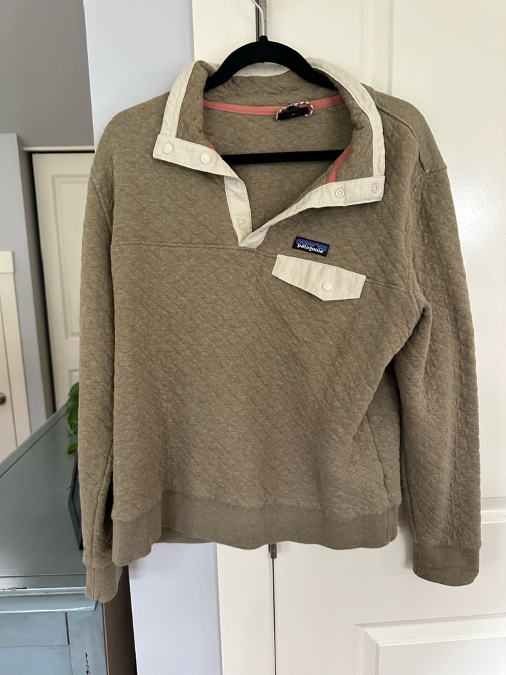 Patagonia Quilted Snap-Front Turtleneck Pullover in Olive